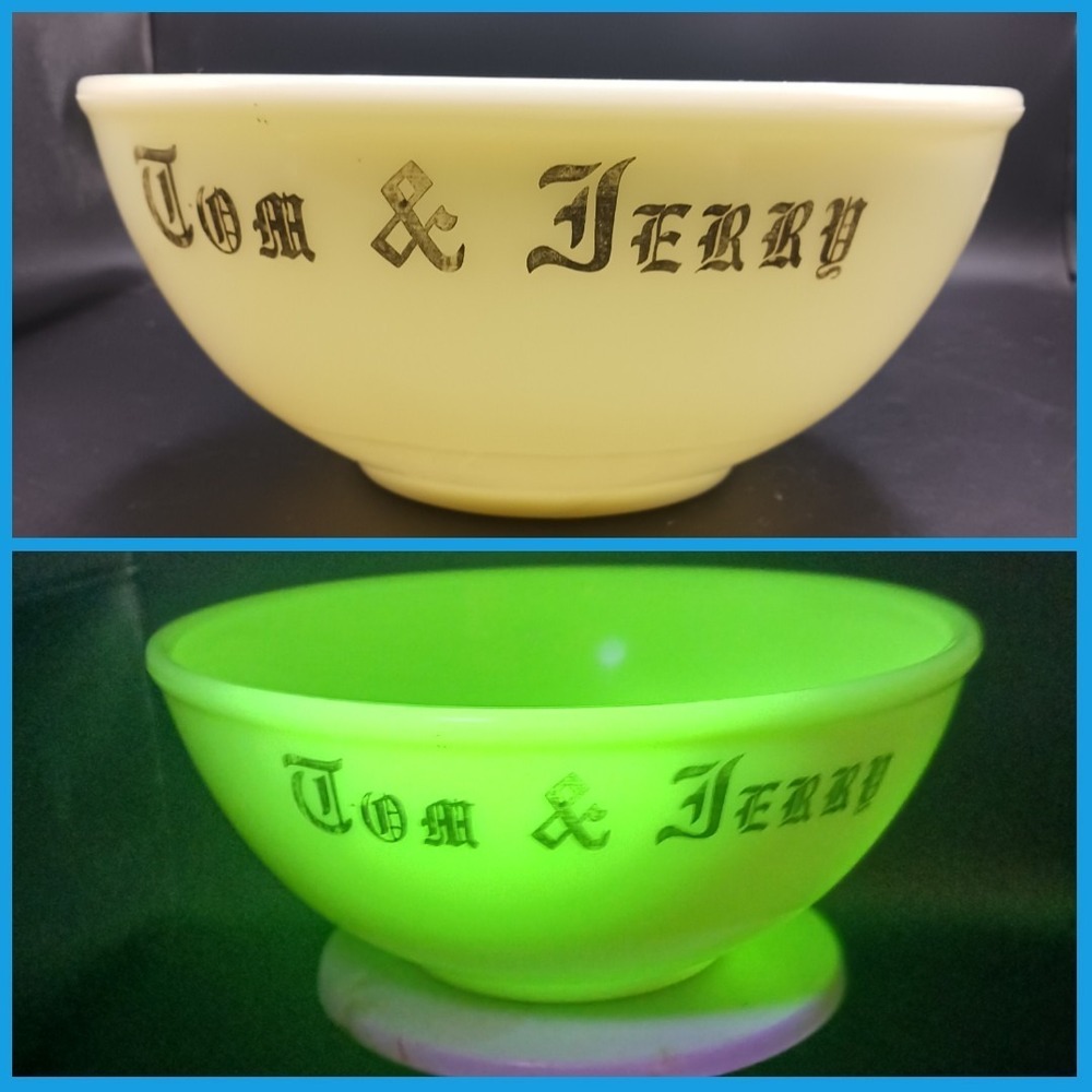 McKee Custard Uranium Glass Tom & Jerry Large 11.5" Punch Mixing Bowl VINTAGE US